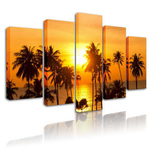Tableau mural <span class=keywords><strong>en</strong></span> toile, peinture <span class=keywords><strong>de</strong></span> <span class=keywords><strong>coucher</strong></span> <span class=keywords><strong>de</strong></span> <span class=keywords><strong>soleil</strong></span>, art <span class=keywords><strong>en</strong></span> 5 panneaux, art encadré, impressions sur toile personnalisées, tableau mural, décoration <span class=keywords><strong>de</strong></span> la maison - Product Image 4