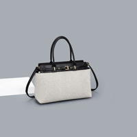 Grand sac fourre-tout en toile pour femmes, sac à main de travail avec garniture en cuir PU, bandoulière, grande capacité, sac de voyage