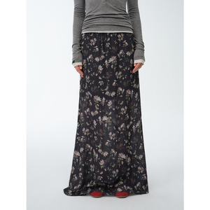 <span class=keywords><strong>Jupe</strong></span> midi drapée <span class=keywords><strong>droite</strong></span> en mousseline de soie florale Double plis en rayonne <span class=keywords><strong>Jacquard</strong></span> doré imprimé vintage <span class=keywords><strong>Jupe</strong></span> à motif floral pour le printemps - Product Image 1