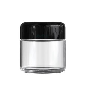 Etiqueta Personalizada, Frasco de Vidrio Transparente de 2 Oz Resistente a Niños con Tapa de Plástico Negro Mate para Medicamentos, Logotipo Personalizado - Product Image 1