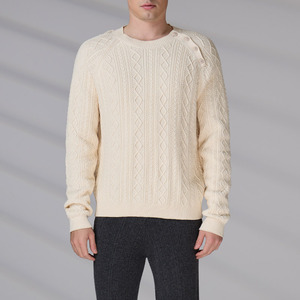 Suéter Personalizado de Algodón GOTS de Alta Gama con Logotipo Bordado, Suéter Casual de Punto Trenzado para Invierno, de Manga Larga para Hombre - Product Image 5