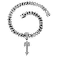 Collier pour homme NL2191, épée en cristal, pendentif épée hip-hop, chaîne Miami Link pour bijoux pour homme, en stock