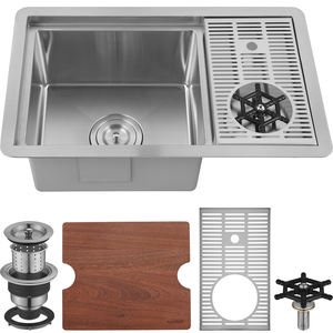 <span class=keywords><strong>Lavello</strong></span> da Bar Moderno in Acciaio Inox con Lavabicchieri, Finitura Nichel Spazzolato, Installazione Sottopiano, Set Completo per Caffetterie e Bar - Product Image 1