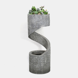 Fontaine de patio cascade fontaine d'eau extérieure décorative à plusieurs niveaux avec lumière LED fontaine cascade incurvée avec jardinière de fleurs - Product Image 3