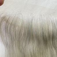 Listo para enviar: Cierre frontal de encaje suizo, extensiones de cabello humano virgen con línea de cabello invisible, color sal y pimienta para pacientes con alopecia.