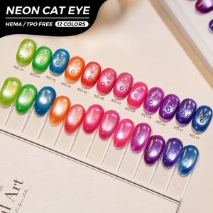 JTING - Colección de Esmaltes de Uñas de Gel de Ojo de Gato de Diseño Único en 12 Colores Neón, 15 ml, Esmalte de Gel de Ojo de Gato Sin TPO ni Hema, OEM ODM, Gel Neón - Product Image 1