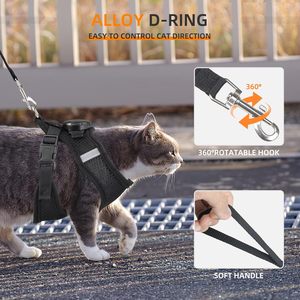 Furrigo Cat <b>Harness</b> And Leash Large <b>Black</b> Mesh Adjustable Breathable Reflective For Walking - Product Image 4