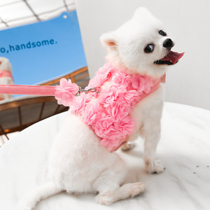 Weiwang <b>Pet</b> <b>Harness</b> With 3D Flower Design Adjustable Breathable For Small Medium Dogs Cat Walking Rope Spring Summer Autumn Use - Product Image 2