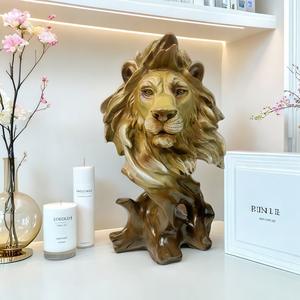 Nouvelle Décoration Artisanale Artistique en Résine Époxy Tête de Lion Rétro Créative, Style Art Populaire, pour Bureau et Bibliothèque - Product Image 3