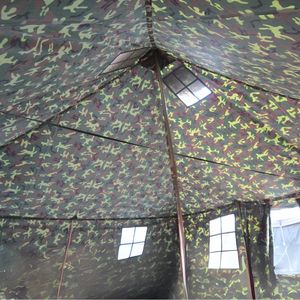 Tente de terrain carrée en toile pour 10 personnes, cadre en acier, simple couche, robuste, imperméable, <span class=keywords><strong>abri</strong></span> de base pour projets en plein air - Product Image 6