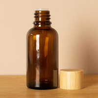 Botol Diffuser Kaca Amber 2024 LXBC606 100ml dengan Tutup Sekrup dan Tutup Bambu, Bentuk Persegi Pipih, untuk Minyak Atsiri, Perawatan Kulit, Serum, Kosmetik