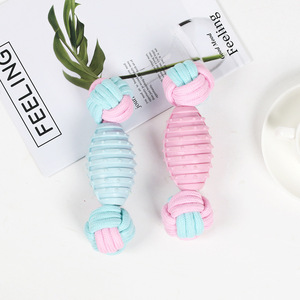Pet Rope Toys For Medium Large Dogs Teeth Cleaning Chew Toy With Cotton <b>String</b> And Rubber <b>Ball</b> Design - Product Image 1