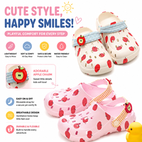 Sabots EVA pour enfants OEM ODM, design de fruits de dessin animé, sandales d'été imperméables avec sangle arrière, chaussures antidérapantes pour tout-petits, logo personnalisé