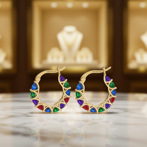 Orecchini a Cerchio Hinsilvex E4385 Placcati in Platino con Cristalli Multicolore e Design Geometrico, Trendy per Uso Quotidiano Femminile - Product Image 2