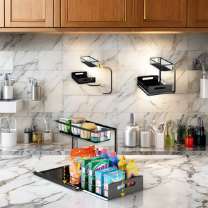 חם מוכר מתכת כיור מטבח ארון מארגן ארון עם מתחת לכיור יעיל מדפי אחסון המוכר העליון - Product Image 3