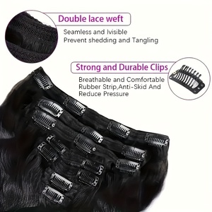Extension <span class=keywords><strong>per</strong></span> Capelli Umani al 100% con Onde Morbide, Colore Naturale, 8 Pezzi, 120G <span class=keywords><strong>per</strong></span> Confezione, Extension con Clip a Onde Sciolte, 16-26 Pollici - Product Image 4