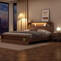 Cama King Size de Madera Maciza con Diseño Moderno y Almacenamiento, con Características Ecológicas y que Ahorran Espacio