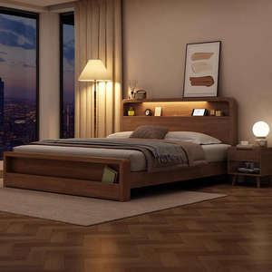 Lit <span class=keywords><strong>king</strong></span> size en bois massif avec lit de rangement au design moderne, doté de caractéristiques écologiques et d'économie d'espace - Product Image 4