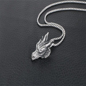 Nuevo grifo personalizado para hombres al por mayor, colgante de acero inoxidable, cabeza de Lobo, collar Punk, joyería - Product Image 3