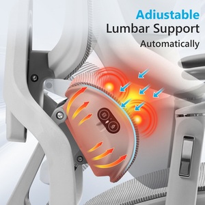 <span class=keywords><strong>Chaise</strong></span> ergonomique avec dossier réglable verticalement, accoudoirs 6D, entièrement en mesh gris, soutien lombaire avec massage et chauffage, siège ventilé - Product Image 4