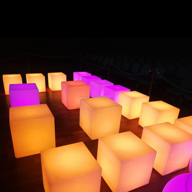 Illuminated LED Cube Chair for Home & Wedding Garden Beach Outdoor Furniture Living Room & Dining Use with Table with Light Hire