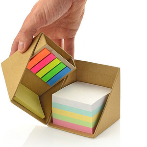 Custom foldable desk organizer with sticky note kraft paper box with pen holder Office School Note Multifunctional