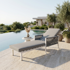 Tumbona Moderna de Ratán con Estructura de Acero y Cojín Ajustable, Silla Reclinable para Playa, Jardín, Sala de Estar y Piscina - Product Image 2