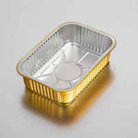 Barquette jetable en aluminium léger doré avec couvercle en feuille, paroi lisse, micro-ondable, thermoscellable, récipient jetable à paroi lisse