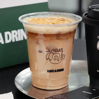 Gobelet jetable en PET transparent avec logo personnalisé, 12oz, 14oz, 16oz, 18oz, 20oz, 24oz, pour matcha latte, café glacé, avec couvercles