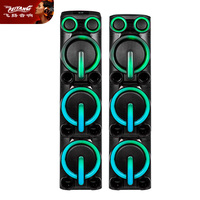 Bois TRIPLE rechargeable 10 pouces bricolage voiture EN GROS bt HOME PA intérieur klaxon PRO 3 WOOFER WOODEN POWER DJ haut-parleur système audio
