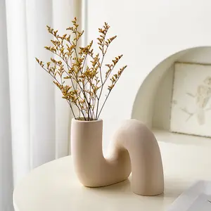 Простая керамическая ваза для гостиной, Цветочная композиция, имитация домашнего стола, ТВ-шкаф p
