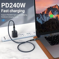 Câble de données USB4 Thunderbolt 4 240W avec affichage numérique 40 Gbps 8K, câble de charge rapide Type C pour Mackbook iphone 15 16 17 Ordinateur portable