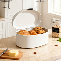 Boîte à pain en métal avec revêtement en poudre pour comptoir de cuisine, grand récipient de stockage alimentaire, boîte à pain en métal vintage de qualité alimentaire