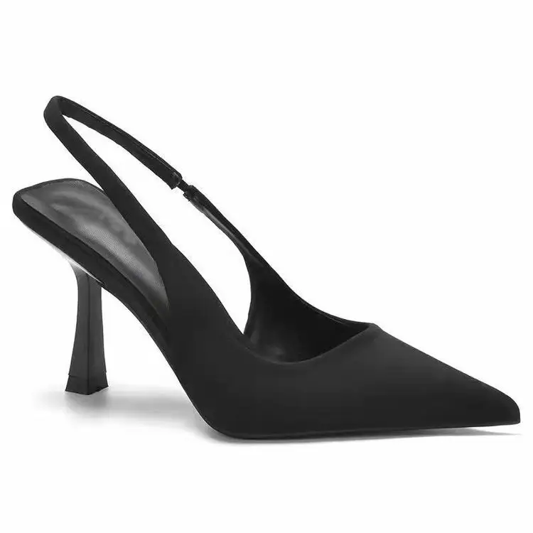 Nouvelles sandales à talons hauts couleur unie talon aiguille bout pointu stiletto dos vide cravate sangle baotou mode chaussures simples femmes