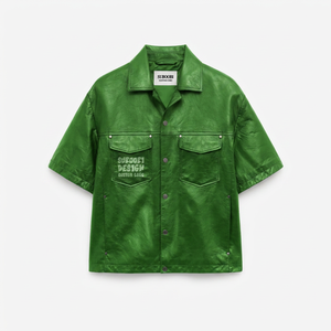 เสื้อแจ็คเก็ตหนัง PU แขนสั้นทรงเข้ารูป พิมพ์ลายกราฟิก โลโก้ OEM/ODM ตามสั่ง ปี 2026 สำหรับผู้ชายไซส์ใหญ่ - Product Image 5