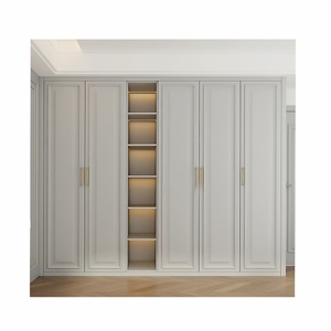 Armadi su Misura in Stile Francese-Americano Color Crema, Credenze Portabottiglie, Ante in Legno Massello, Cabina <span class=keywords><strong>Armadio</strong></span> - Product Image 5
