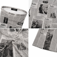 Robe longue tube imprimée journal pour femme Anjie OEM ODM, personnalisable avec étiquette privée, bustier sans bretelles, moulante, style colonne