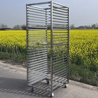 Chariot de boulangerie à roulettes en acier inoxydable de qualité alimentaire, robuste, grand, à 15 niveaux, pour refroidir les gâteaux, le pain, avec plateau pour four rotatif