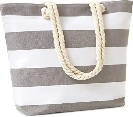 New Summer Beach canvas tote bag with rope handles Portable Large Capacity Canvas Shoulder Bag