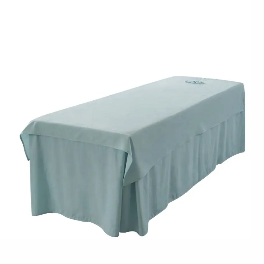 Soft microfiber/cotton massage table bed sheet cover set with breast hole Elastic Fitted Flat Bed Sheet