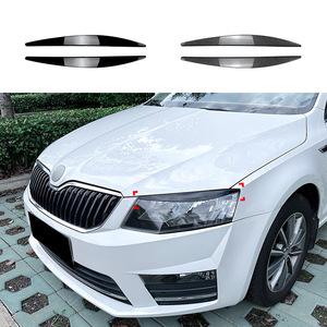 Skoda Octavia Mk3 Headlight Eyebrow Sticker Piano Black Carbon Fiber Texture Adhesive Body Decal 2015 2017 - Product Image 1