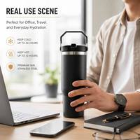 Nouvel Arrivage 2026 – Gobelet Isotherme 32oz avec Poignée et Paille, Réutilisable, en Acier Inoxydable, avec Couvercle, Tasse de Voyage Isolée sous Vide