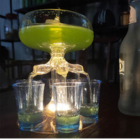 Vente Flash Jeu de Bar Cadeau de Fête Distributeur Verseur à Liqueur en Verre Transparent pour 6 Shots Whisky Bière et Support Distributeur de Vin Automatique