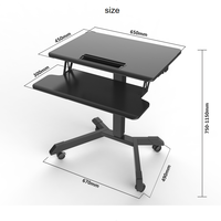 Portable petit bureau d'ordinateur debout hauteur réglable assis Table d'ordinateur debout avec roues clavier plateau support pour ordinateur portable