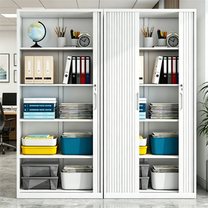 Armoire de bureau en acier à porte coulissante, avec serrure antivol, style minimaliste moderne, mobilier commercial - Product Image 5
