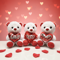 Peluche super douce et mignonne en forme d'ours en peluche avec rembourrage en coton PP, couverture réconfortante pour la Saint-Valentin, boîte cadeau en polyester lavé avec cœur d'amour