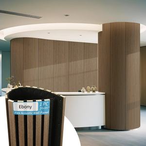 Panneaux muraux acoustiques en bois courbés Akupanel Panneau flexible cannelé Feutre et MDF Panneau acoustique à lattes en bois pour colonnes Murs incurvés - Product Image 1