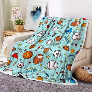 Couverture en flanelle à motifs sportifs, couverture de sieste, lavable en machine, résistante à la décoloration, pour chambre à coucher, salon, impression personnalisée - Product Image 3