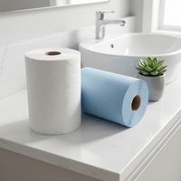Meilleur prix, qualité supérieure, essuie-tout en papier recyclé collé 2 plis, rouleau maxi, blanc bleu, lingettes de nettoyage industrielles
