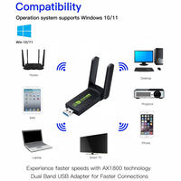 Adaptador WiFi 6 AX1800 de Doble Banda para PC de Escritorio y Portátil, Sin Controladores, Portátil, con Antenas Externas, Dongle USB 3.0
